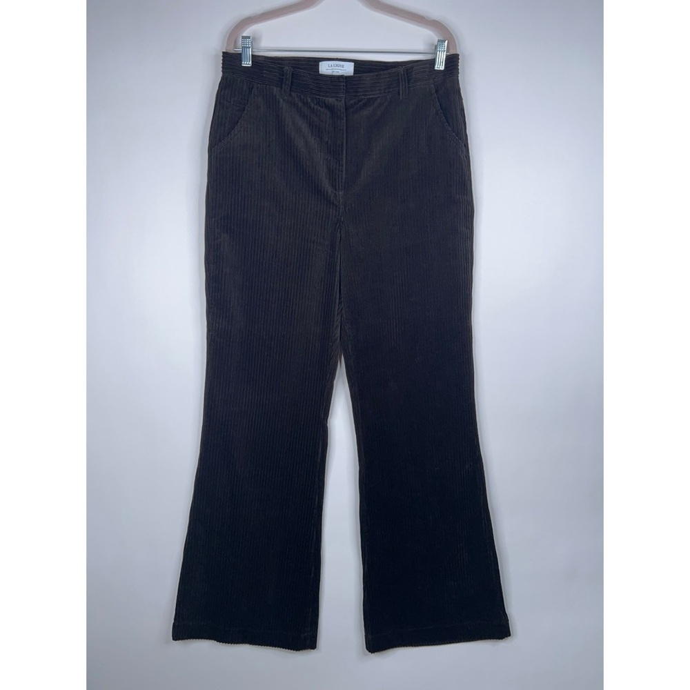 La Ligne Corduroy Straight Leg Trousers Dark Chocolate Brown High Rise Size 14